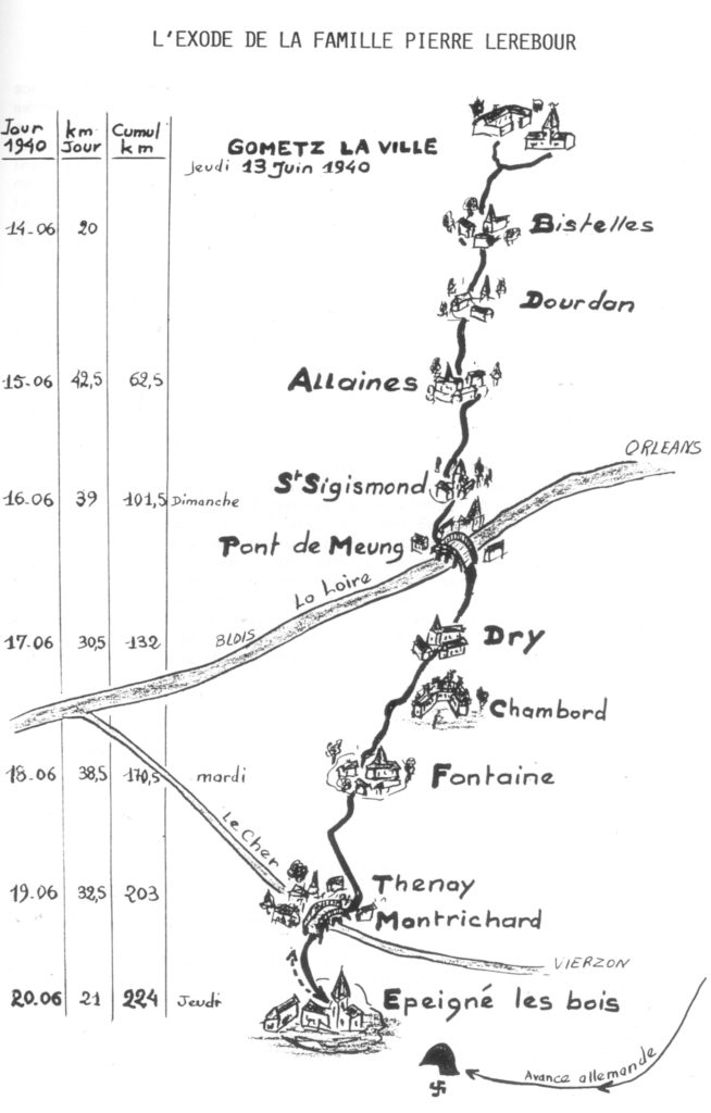 Itinéraire de l'exode Lerebour