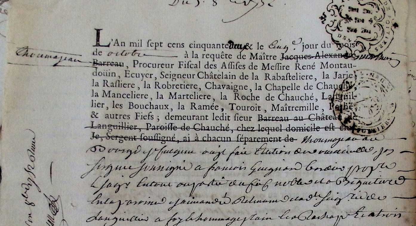 Acte notarié 1750